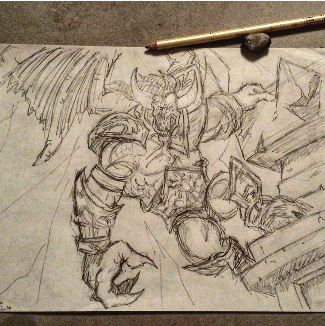 1078x1081 Fearsome Doomguard Sketch From Hearthstone - Hearthstone Sketch