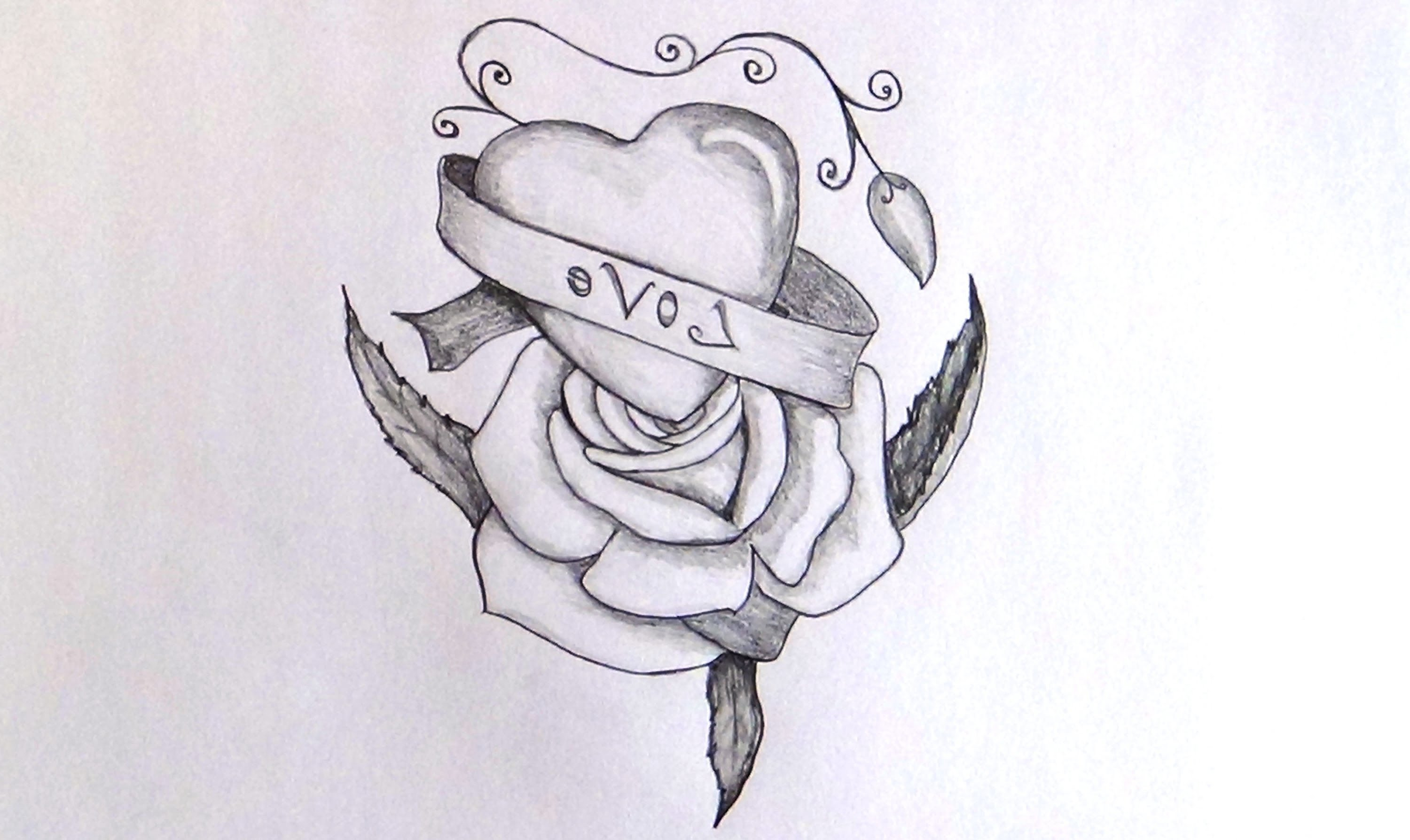 Hearts And Roses Sketch at PaintingValley.com | Explore collection of ...