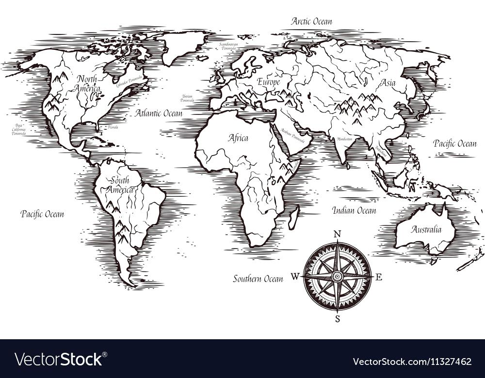 1000x780 Sketch World Map Template Royalty Free Vector Image Excel Heat - Heat Sketch