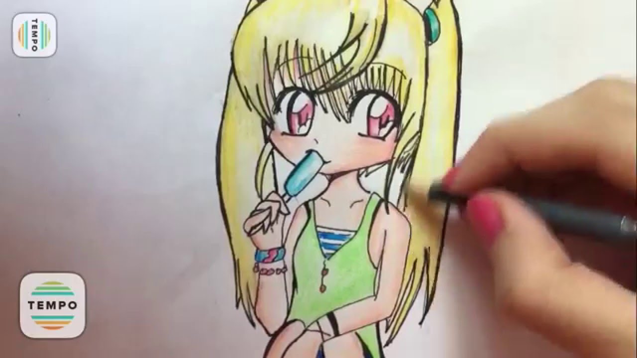 1280x720 Anime Girl Colored Pencil Speedpaint Beat The Heat - Heat Sketch