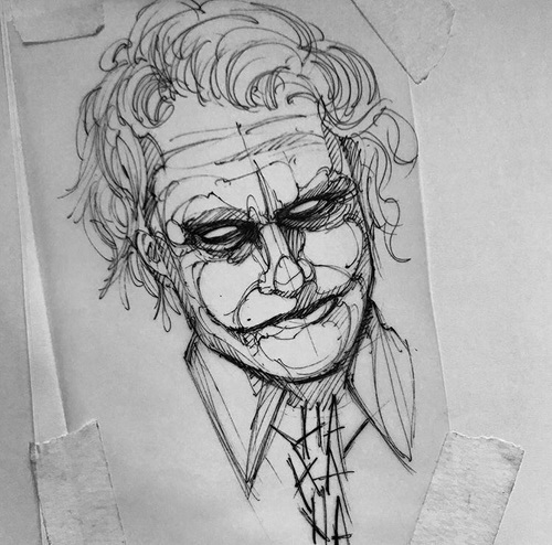 Heath Ledger Joker Sketch at PaintingValley.com | Explore collection of ...