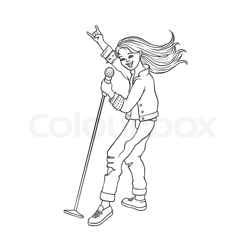 800x800 Young Woman Singing - Heavy Metal Sketch