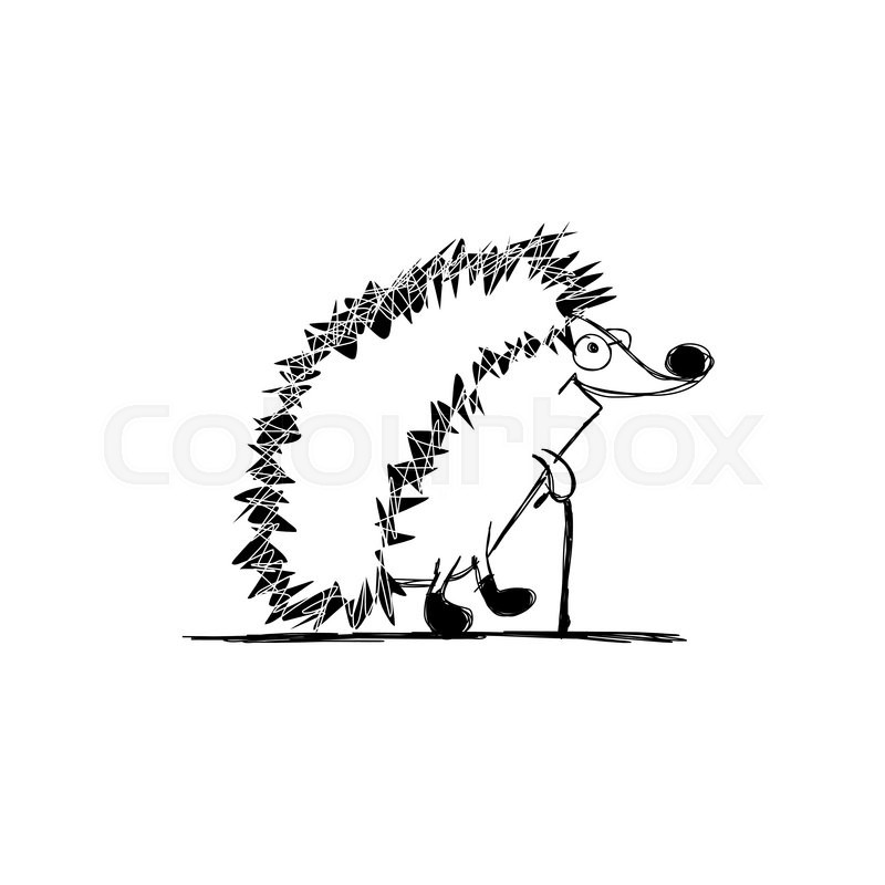 800x800 Funny Hedgehog, Sketch For Your Design. Vector Illustration - Hedgehog Sketch