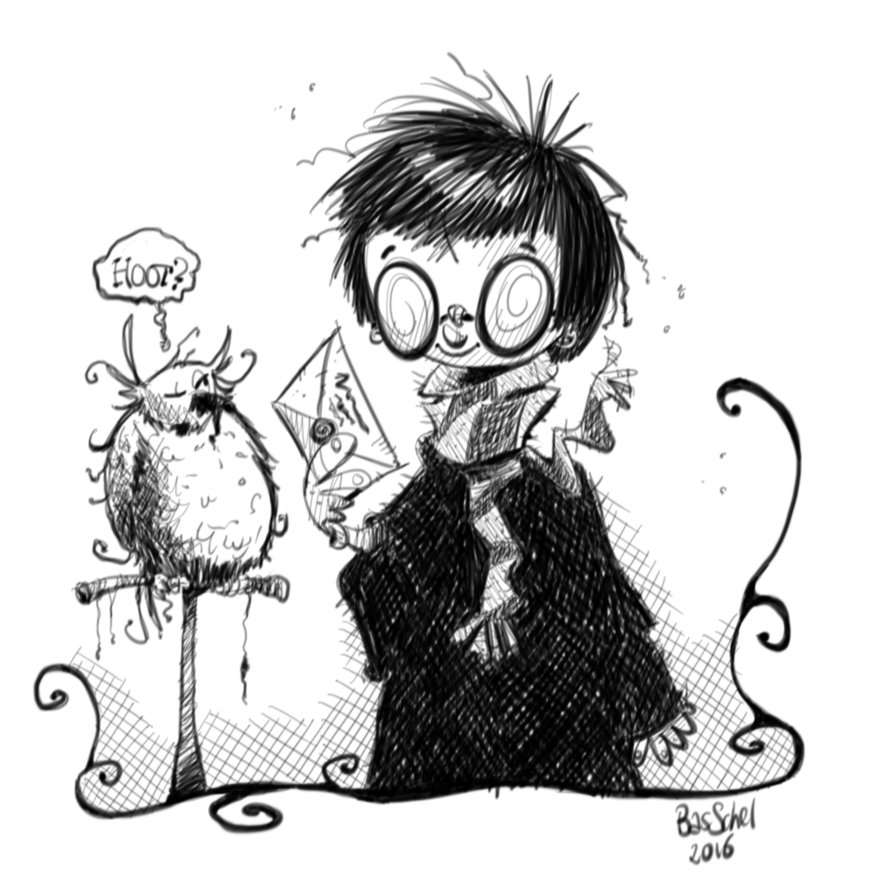 894x894 Harry And Hedwig By Basschel - Hedwig Sketch