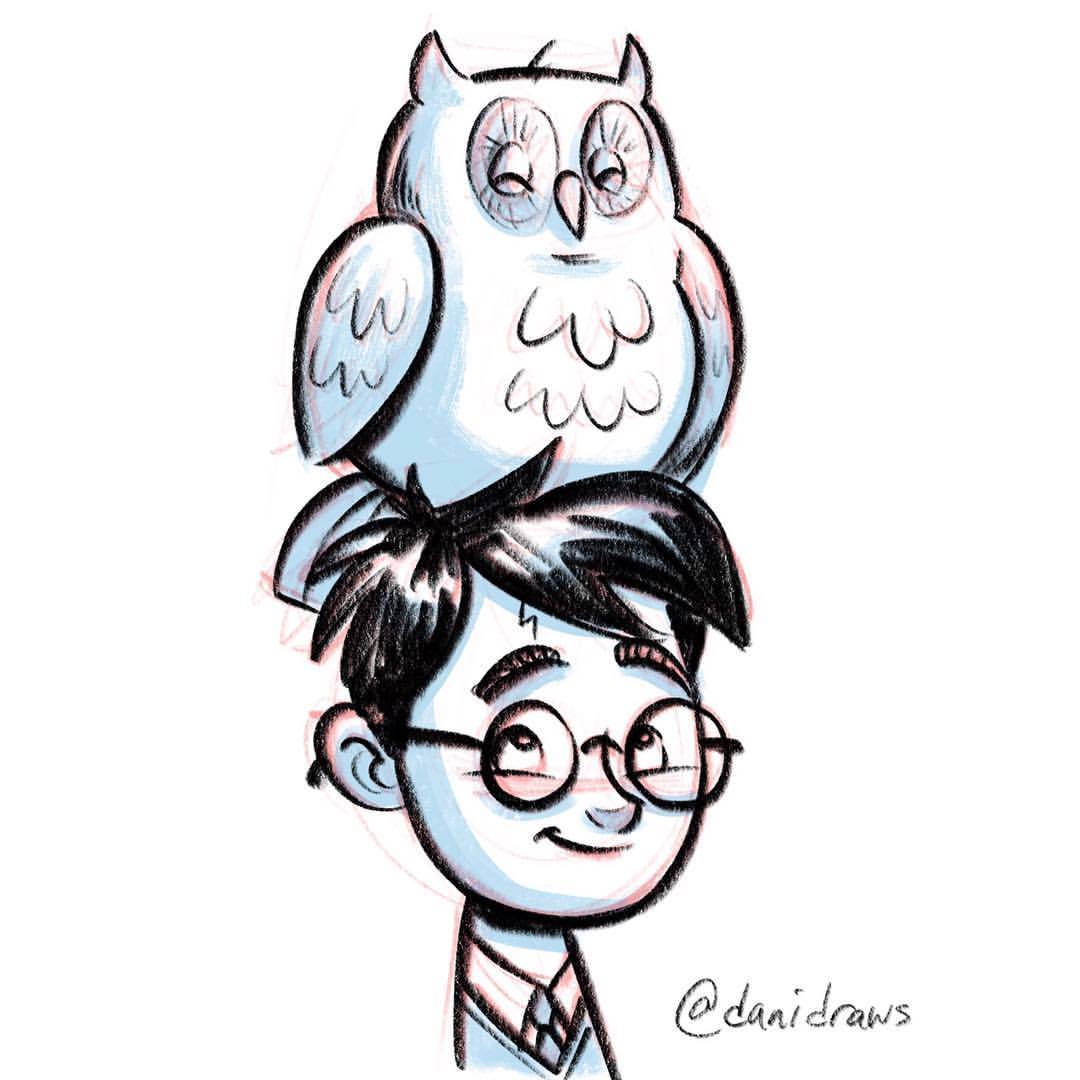 1080x1080 Dani Jones @danidraws I Just Felt Like Drawing Harry - Hedwig Sketch