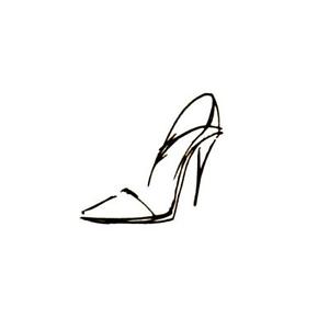 300x300 High Heeled Shoe Sketch, Unmounted Rubber Stamp, Stiletto Heel - Heels Sketch