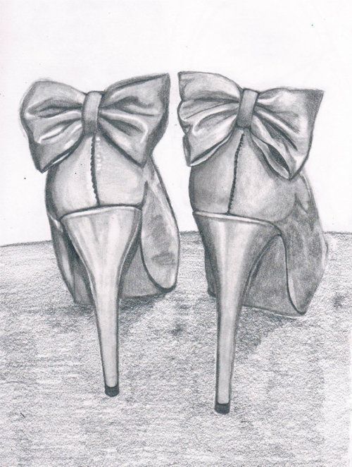 500x662 Black And White, Bow, Bows, Heels, High Heels Sketches - Heels Sketch