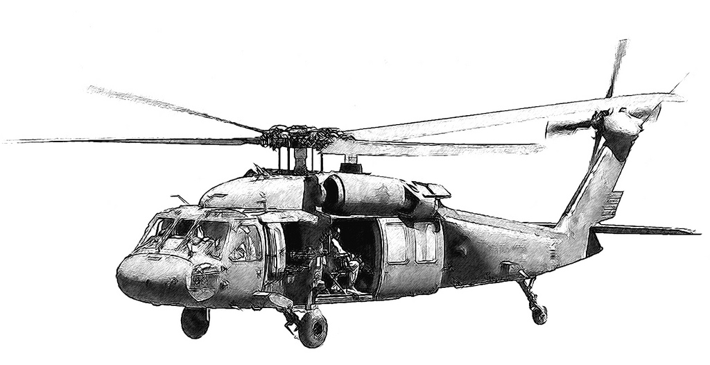 1024x526 Helicopter Sketch Uh 60 Black Hawk The Sikorsky Uh 60 - Helicopter Sketch