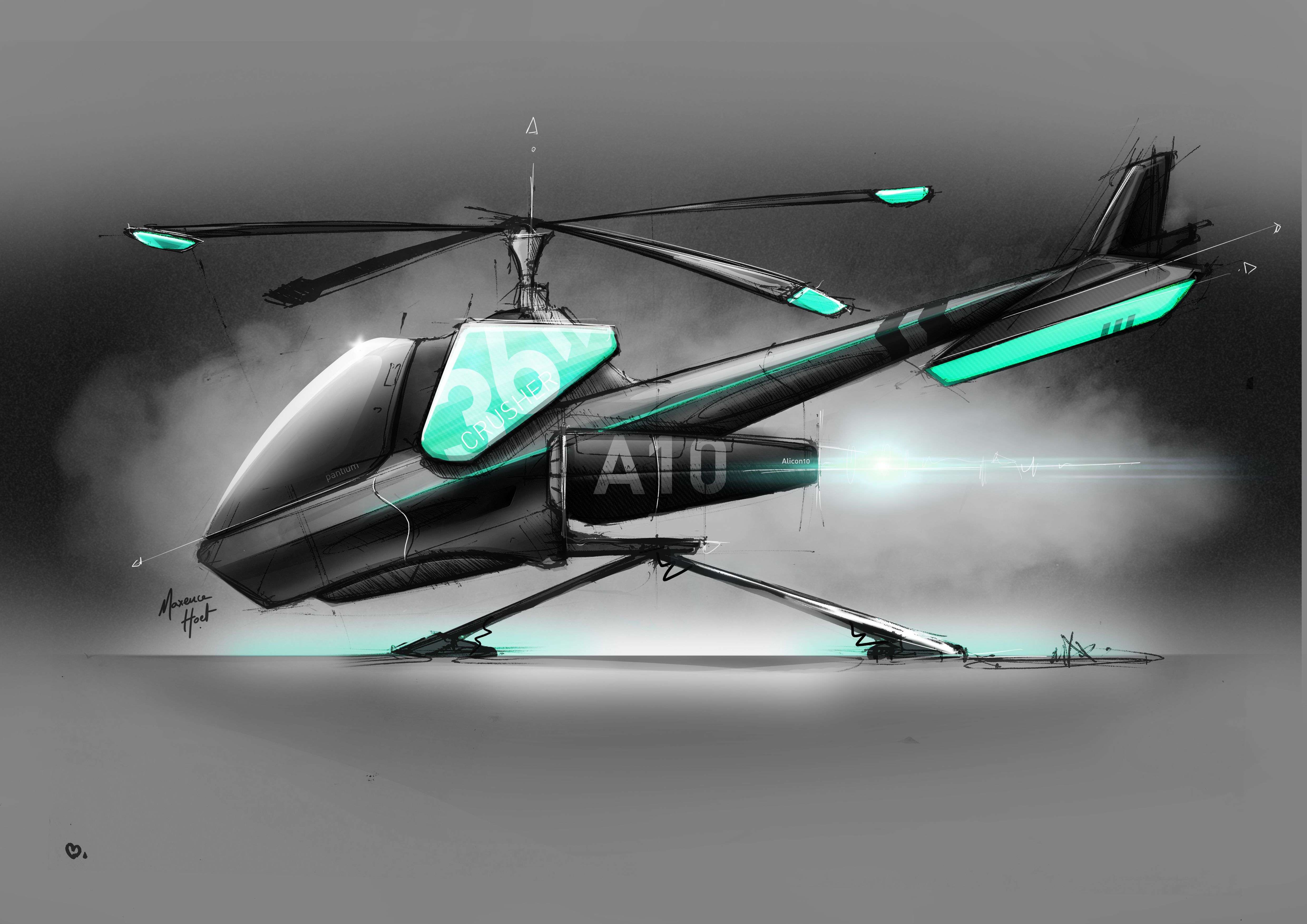 4961x3508 Helicopter Sketch Amp Render Industrial Design Maxence Hoet - Helicopter Sketch