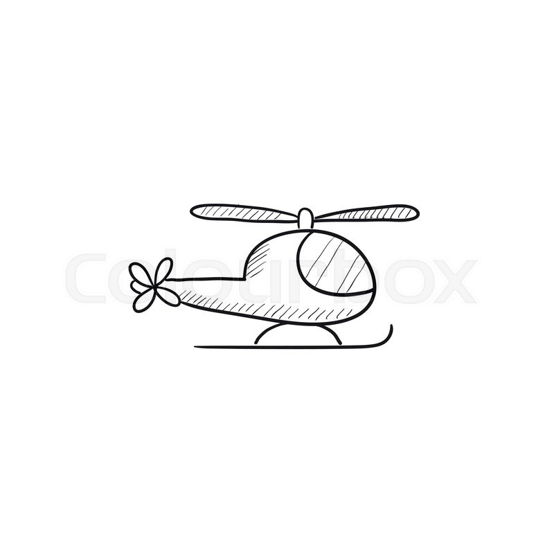 800x800 Helicopter Vector Sketch Icon Isolated On Background. Hand Drawn - Helicopter Sketch