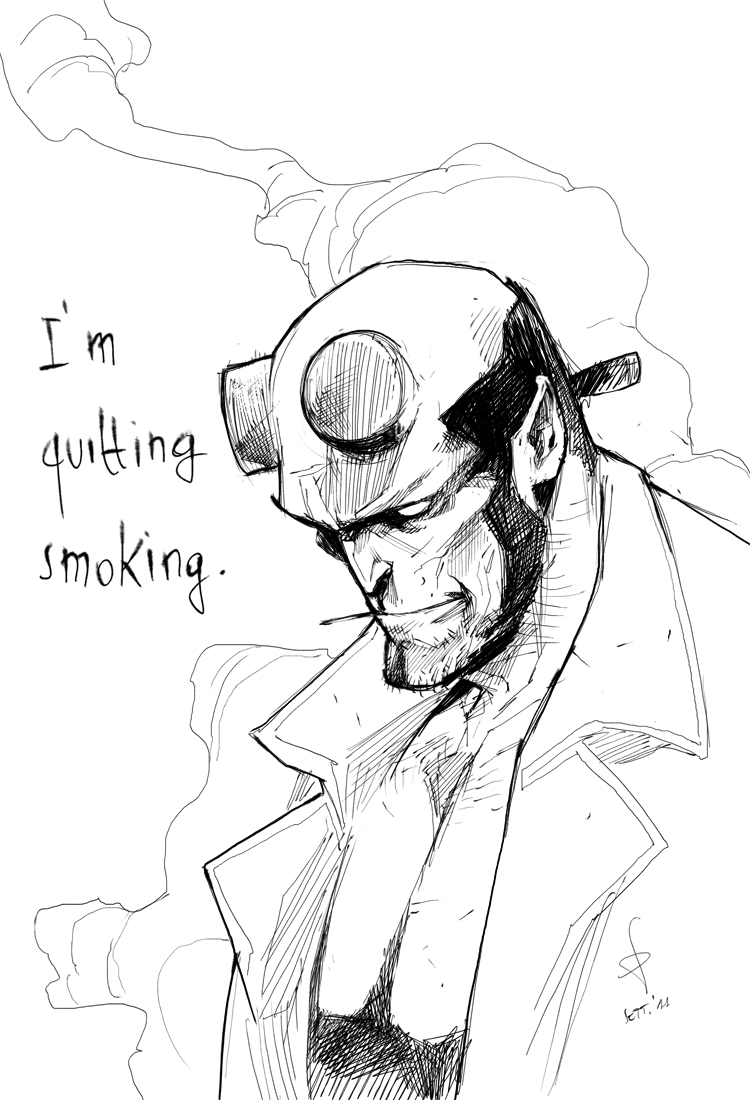 750x1100 Sara Pichelli Recording Hellboy Sketch - Hellboy Sketch