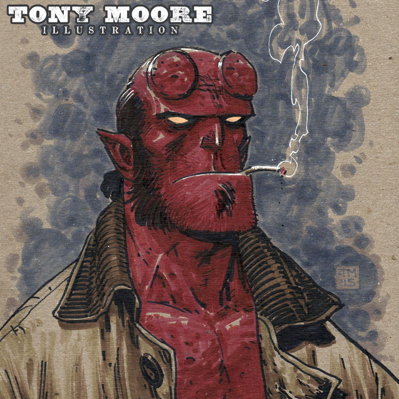 800x800 Sketch Of The Day! Hellboy Colonel Tony Moore - Hellboy Sketch