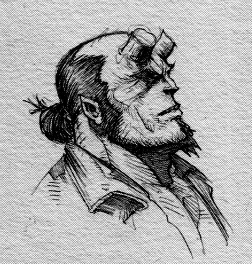 854x893 Pretty Good Blog Warm Up Sketch Hellboy Headshot - Hellboy Sketch