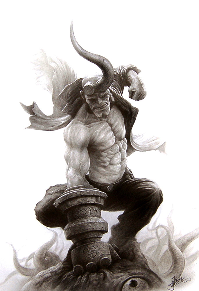 685x1000 Yin Yuming Hellboy Sketch - Hellboy Sketch