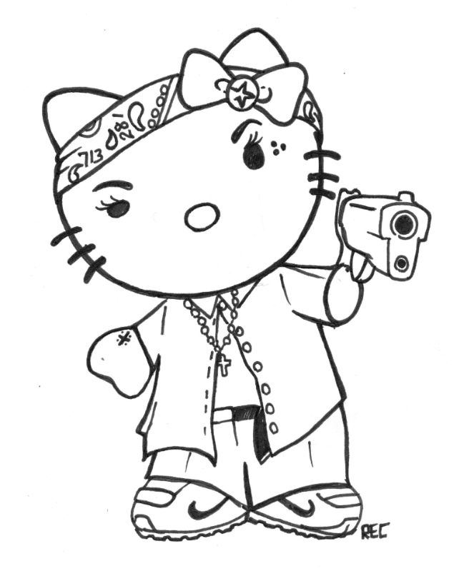 663x800 H Town Tattoo,hello Kitty Chola 713 Rec By Txrec - Hello Kitty Sketch