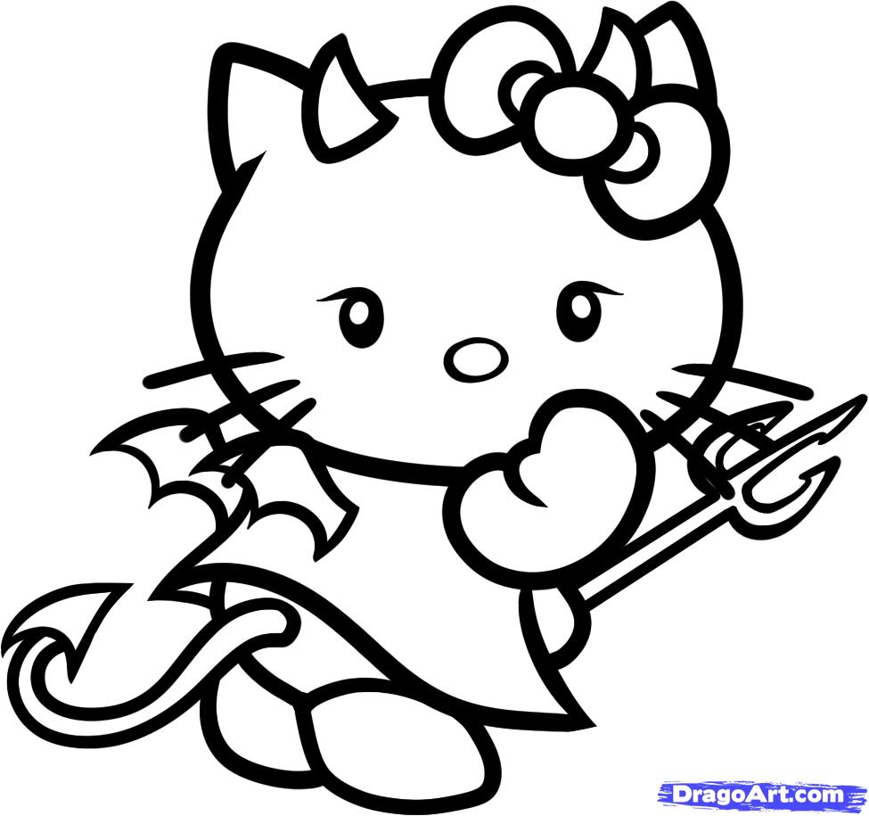 975x915 Drawing Of Hello Kitty - Hello Kitty Sketch