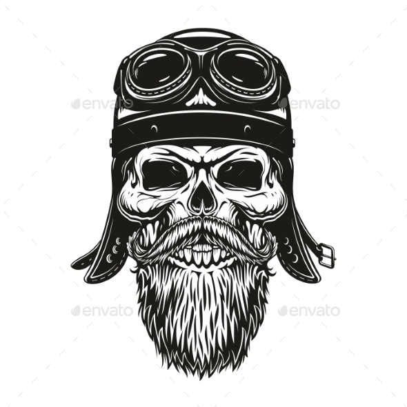 590x590 Biker Skull Sketch In Helmet And Glasses By Vectortradition - Helmet Sketch