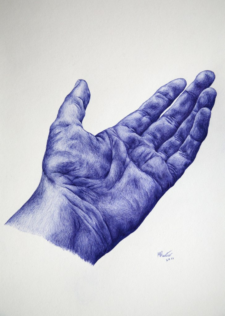 728x1024 Helping Hand Blue Bic Biro Drawing For A Friend Of Sorts - Helping Hands Sketch