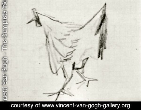 600x466 Vincent Van Gogh - Hen Sketch