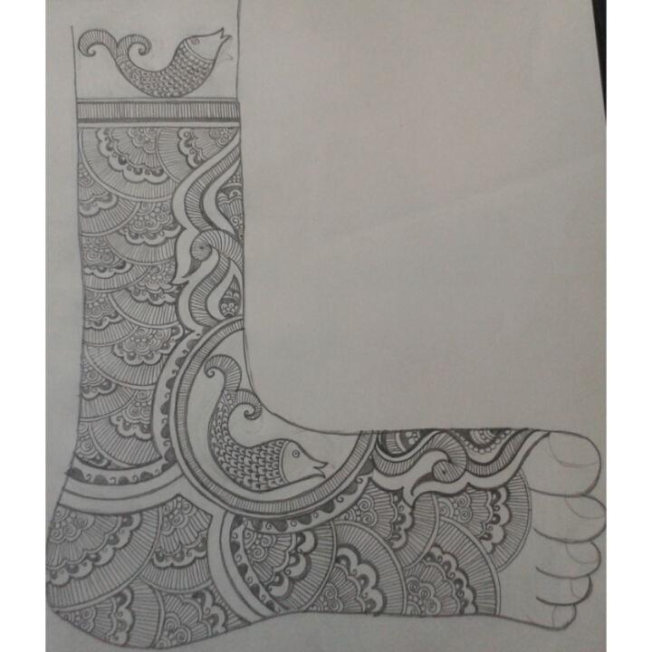 720x720 Pencil Sketch Of Bridal Henna Mehndi Designs For Leg - Henna Sketches