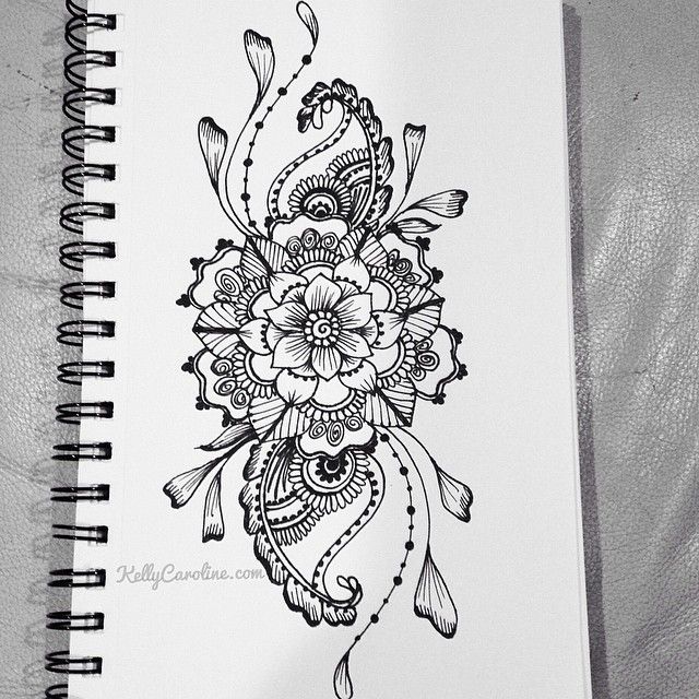 640x640 Sketched Henna Design With Flowers And Paisleys. I Want This As A - Henna Sketches