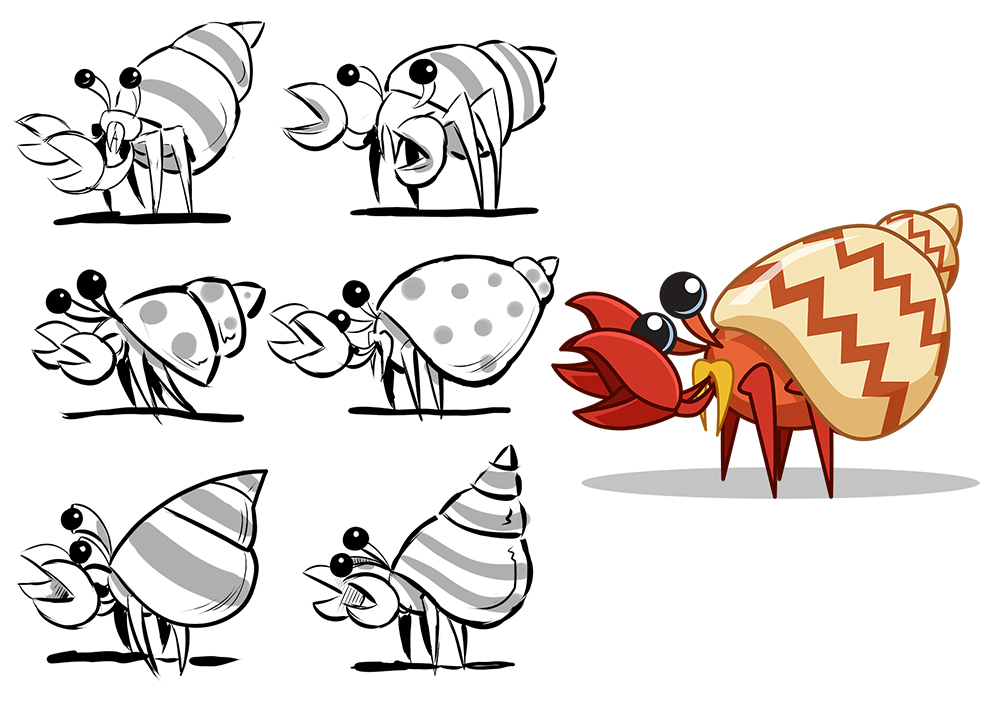 1000x716 Hermit Crab Enemy - Hermit Crab Sketch