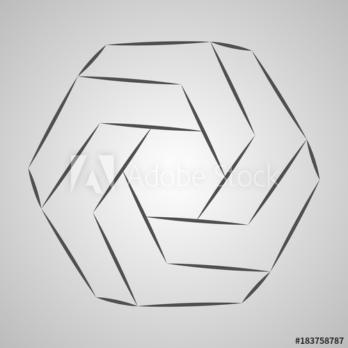 500x500 Sketch Paradox Polygon. Vector Hexagon. Penrose Shape On Gray - Hexagon Sketch