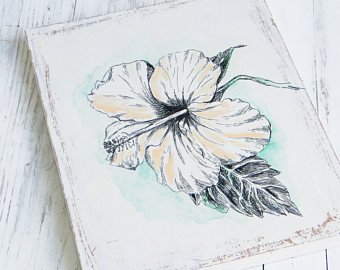 340x270 Hibiscus Sketch Etsy - Hibiscus Sketch