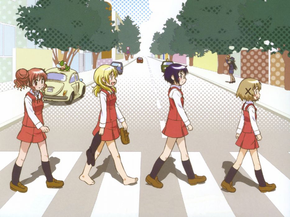 933x700 Abbey Road Hidamari Sketch Hiro Miyako Parody Sae Ume Yoshinoya - Hidamari Sketch Wallpaper