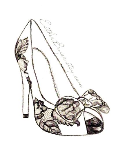400x524 Drawn Heels Fashion Shoe - High Heel Shoes Sketch