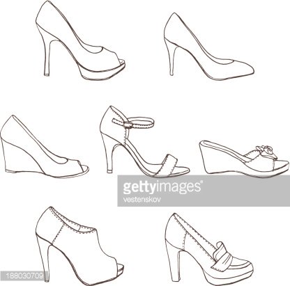416x411 Elegant Hand Sketch Lady High Heel Shoes Stock Vectors - High Heel Shoes Sketch