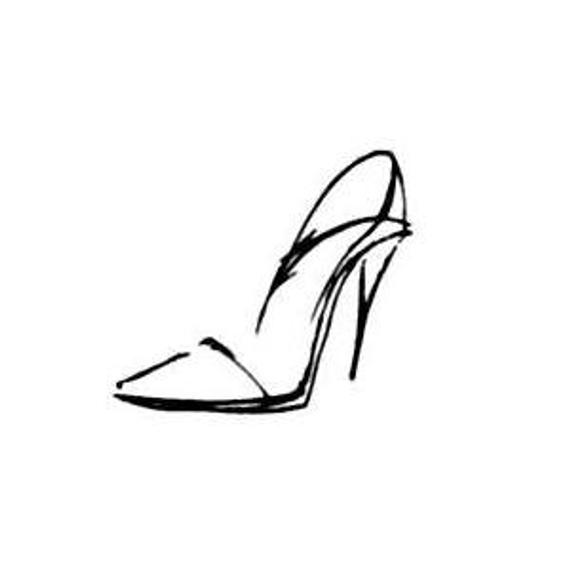 570x570 Shoe Sketch Ladies Pump Unmounted Rubber Stamp High Heel Etsy - High Heel Shoes Sketch