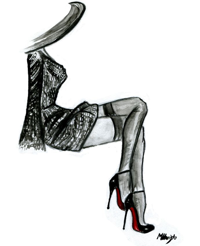 690x850 Drawn Shoe High Heeled Shoe - High Heels Sketch