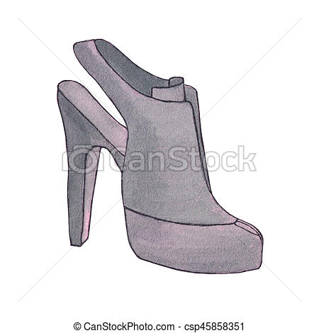 450x470 High Heel Woman Shoe. Shoe With Stiletto Heel. Fashion - High Heels Sketch