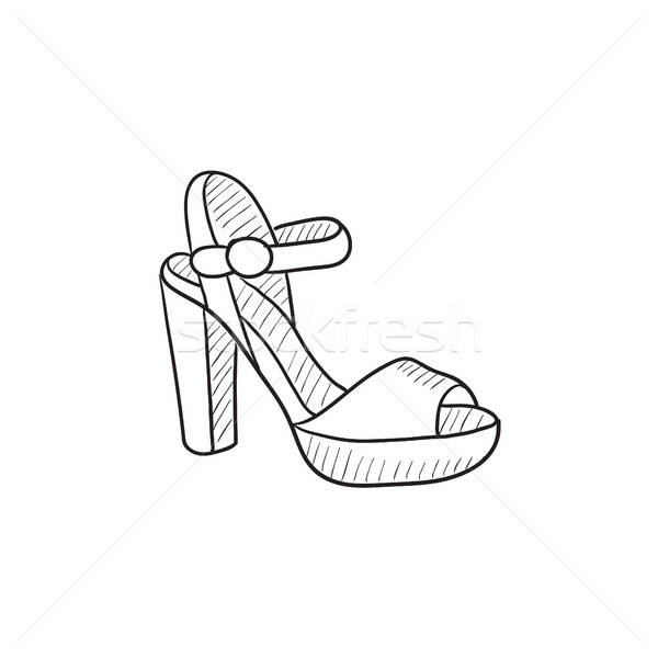 600x600 High Heeled Sandal Sketch Icon. Vector Illustration Andrei - High Heels Sketch