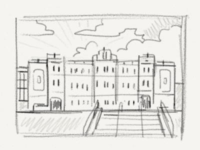 400x300 Jr. High School Sketch By Steve Lowtwait - High School Sketch