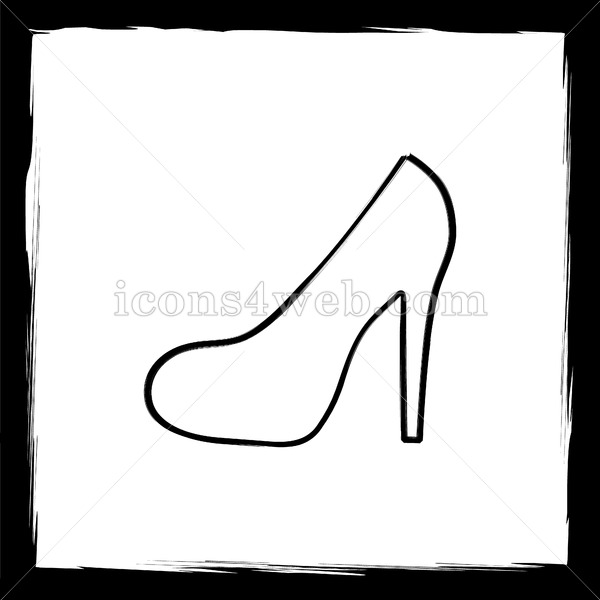 600x600 High Heel Sketch Icon. - High Sketch