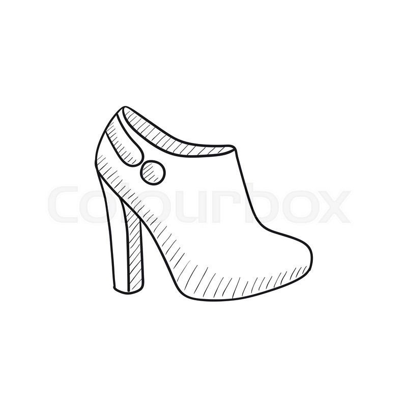 800x800 High Heeled Ankle Boot Vector Sketch Icon Isolated On Background - High Sketch