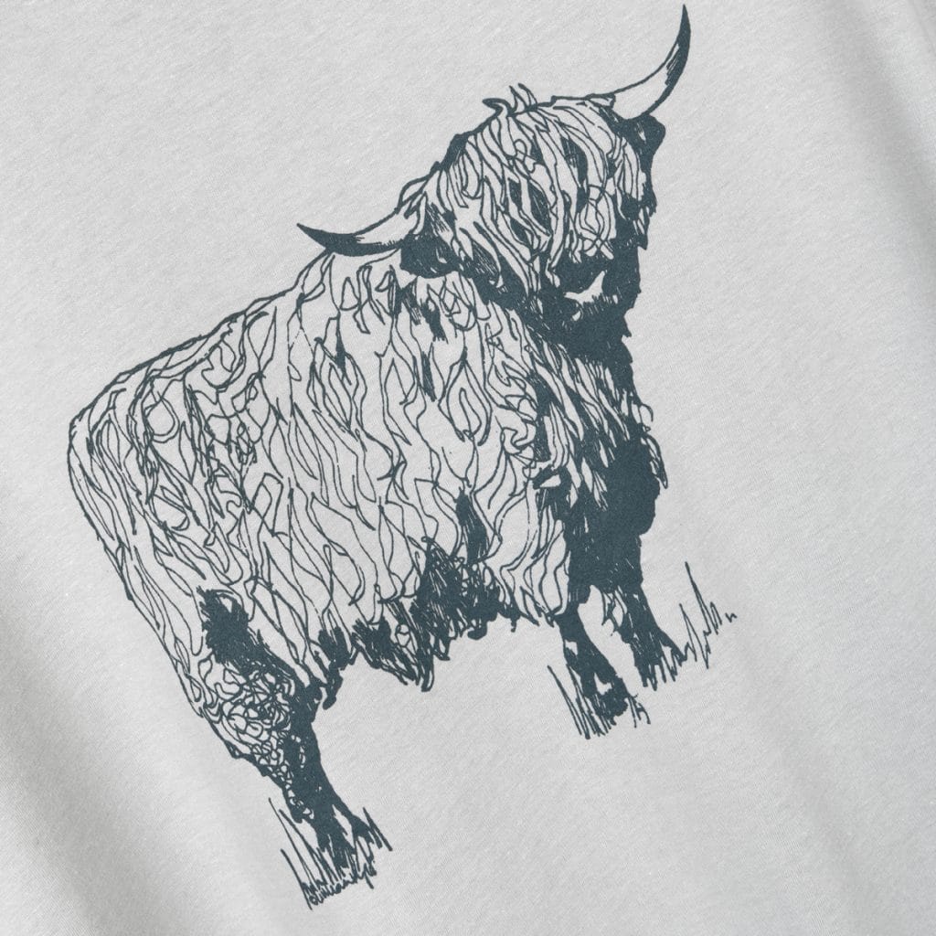 1024x1024 Gillian Kyle Scottish Clothing Scottish Highland Cow Mens Tee - Highland Cow Sketch