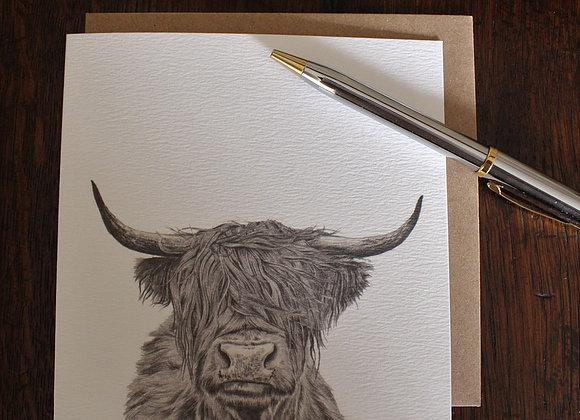 580x420 Sophie Botsford Highland Cow Drawing Greetings Card Glaze Amp Gordon - Highland Cow Sketch