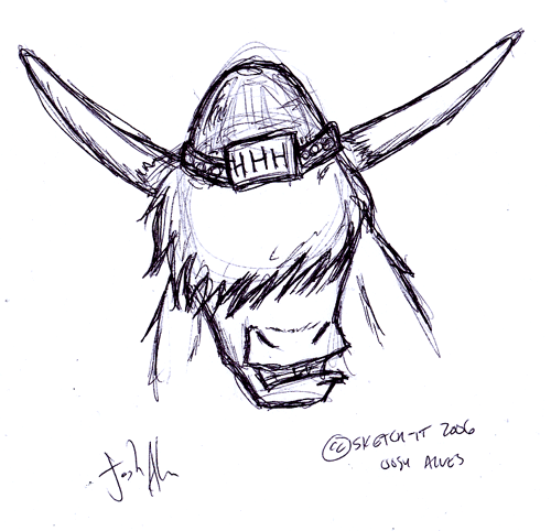 500x482 Sketch It Highland Cow - Highland Cow Sketch