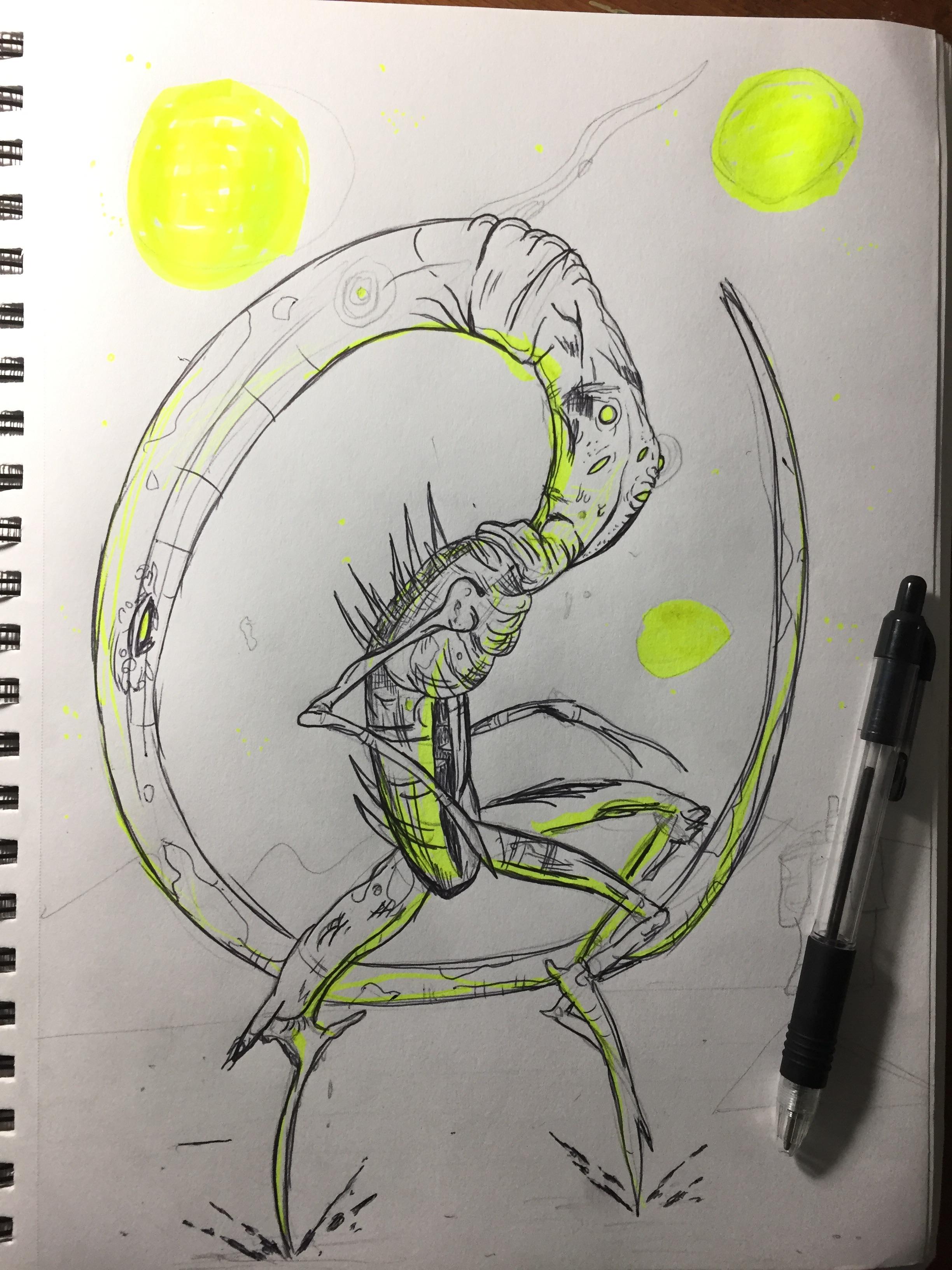 2448x3264 Pen And Highlighter Sketch Of Nyarlathotep Lovecraft - Highlighter Sketch