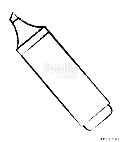 428x500 Sketch Of Highlighter Pen Icon Over White Background, Vector - Highlighter Sketch