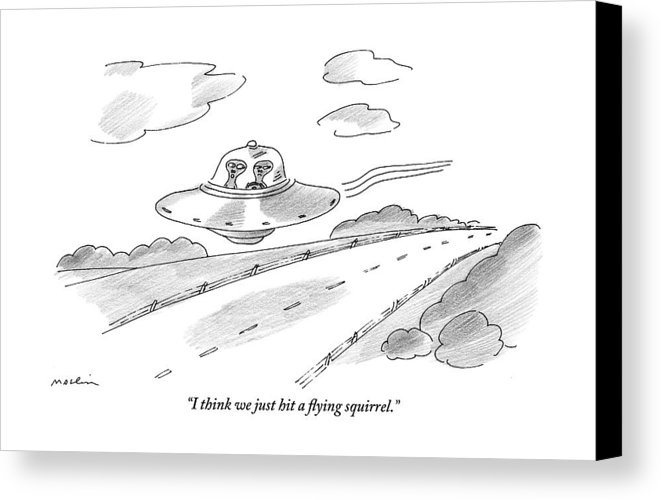 661x500 Two Aliens Fly A Saucer Down A Highway Canvas Print Canvas Art - Highway Sketch