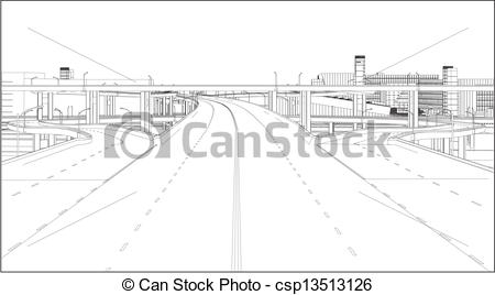 450x268 A Highway Interchange Vector. - Highway Sketch