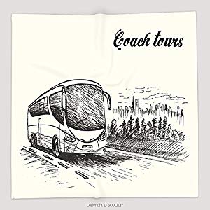 300x300 Custom Bus Quickly Moving On Highway Hand Drawn Sketch - Highway Sketch