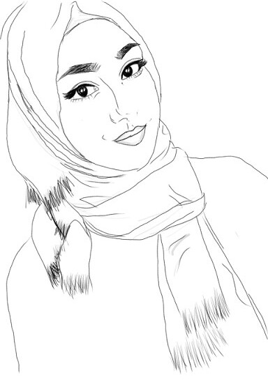 384x548 Wdphairstyle Hijab Drawing - Hijab Sketch