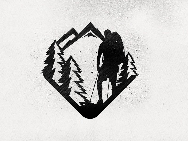 800x600 Hiker Icon Logos And Badges Tattoos, Hiking Tattoo - Hiker Sketch