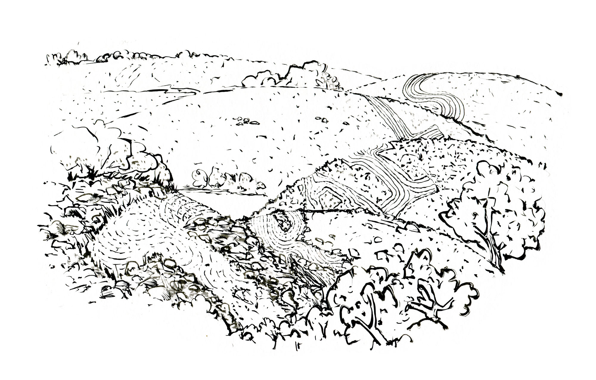 2000x1274 Hiking Trail Sketch Wandering Landscapes Of - Hiker Sketch