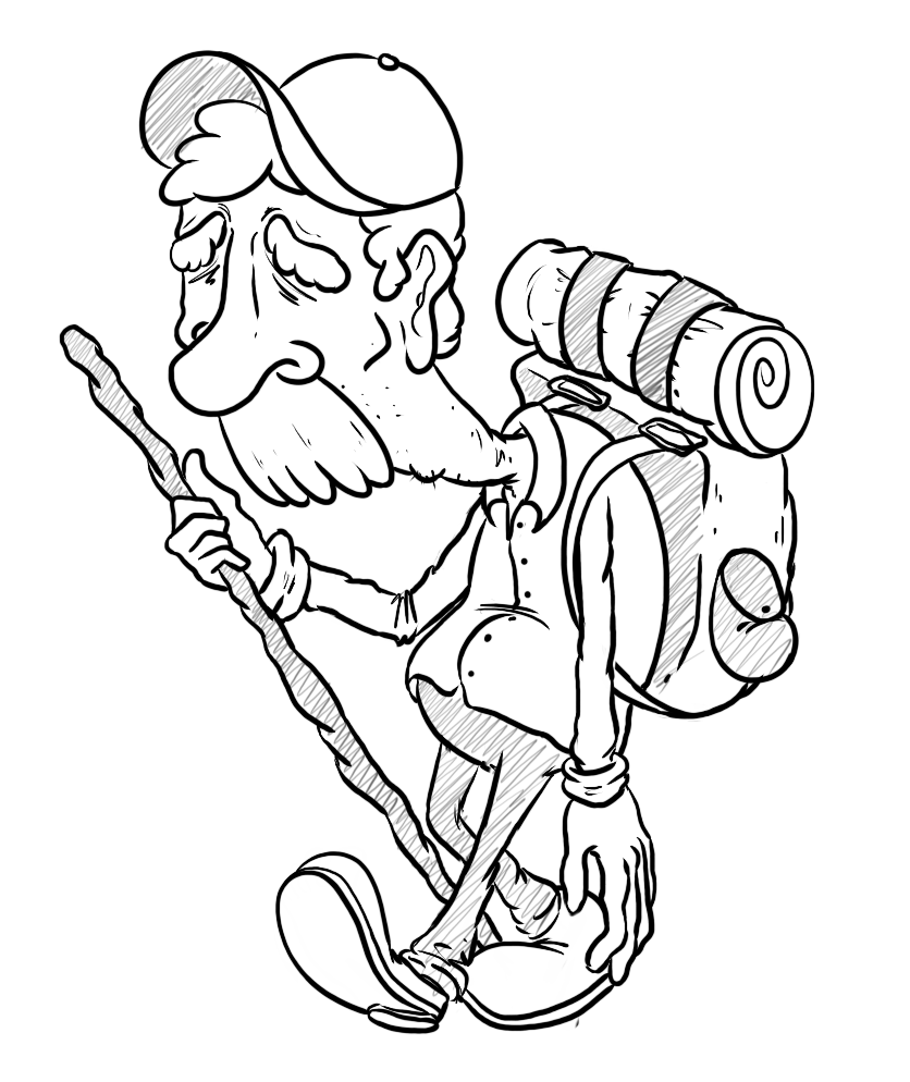 836x994 Homeless Hiker Doodle. Doodles - Hiker Sketch